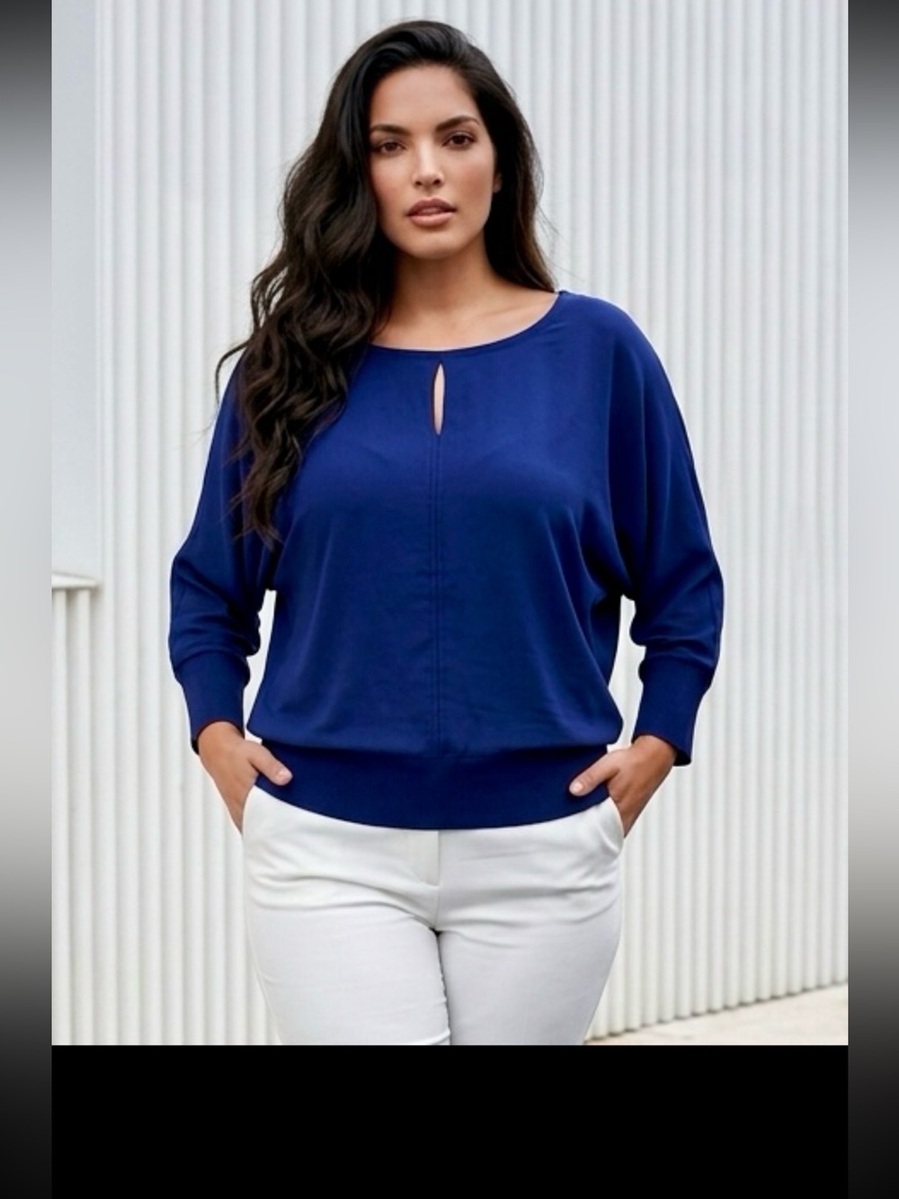 NWT Calvin Klein Navy
Blue Dolman Batwing
Keyhole Top XL